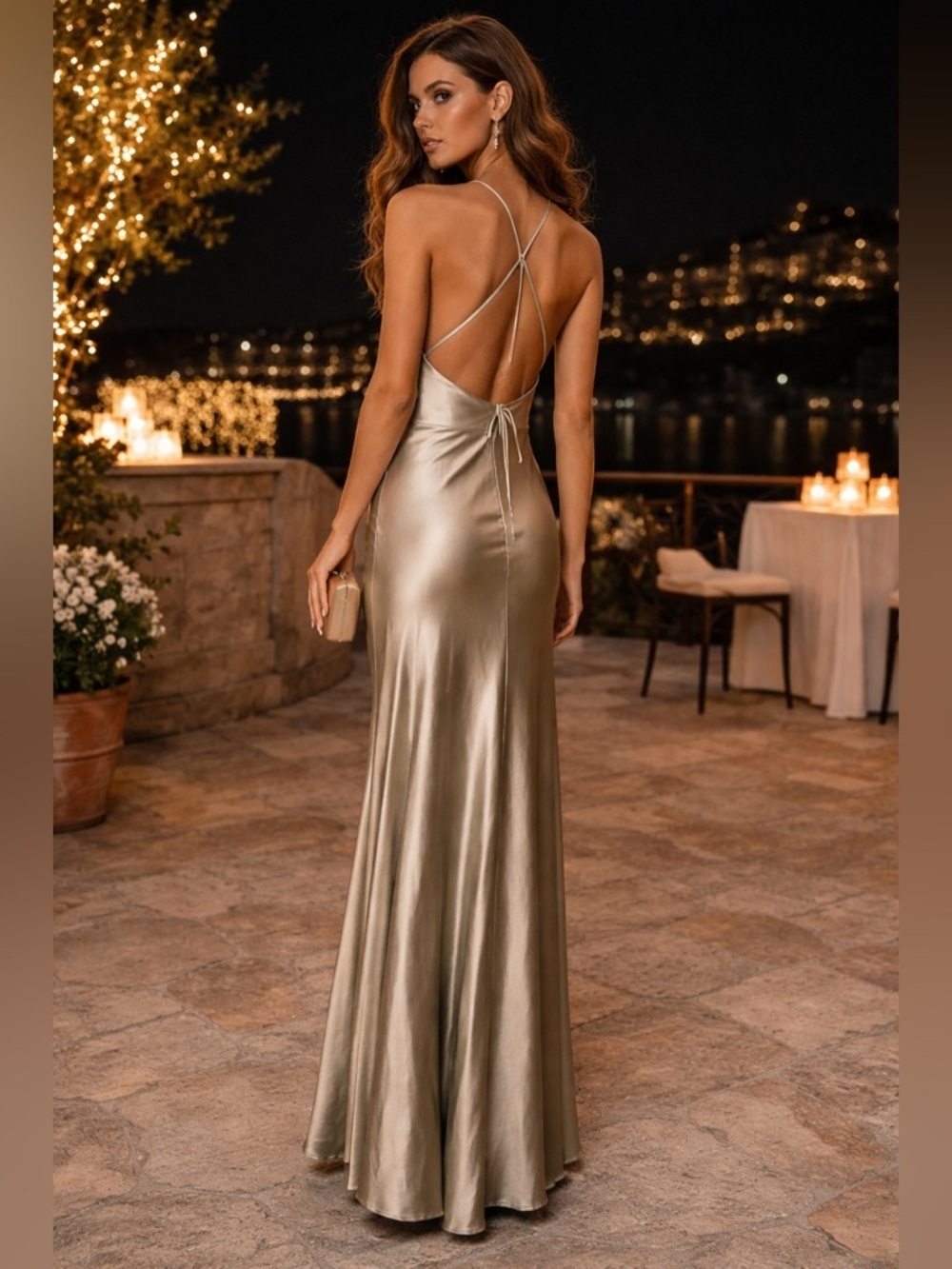 Jenny Yoo Silver Satin Halter Maxi Dress SZ 6 Formal Gown Elegant - Picture 2 of 10